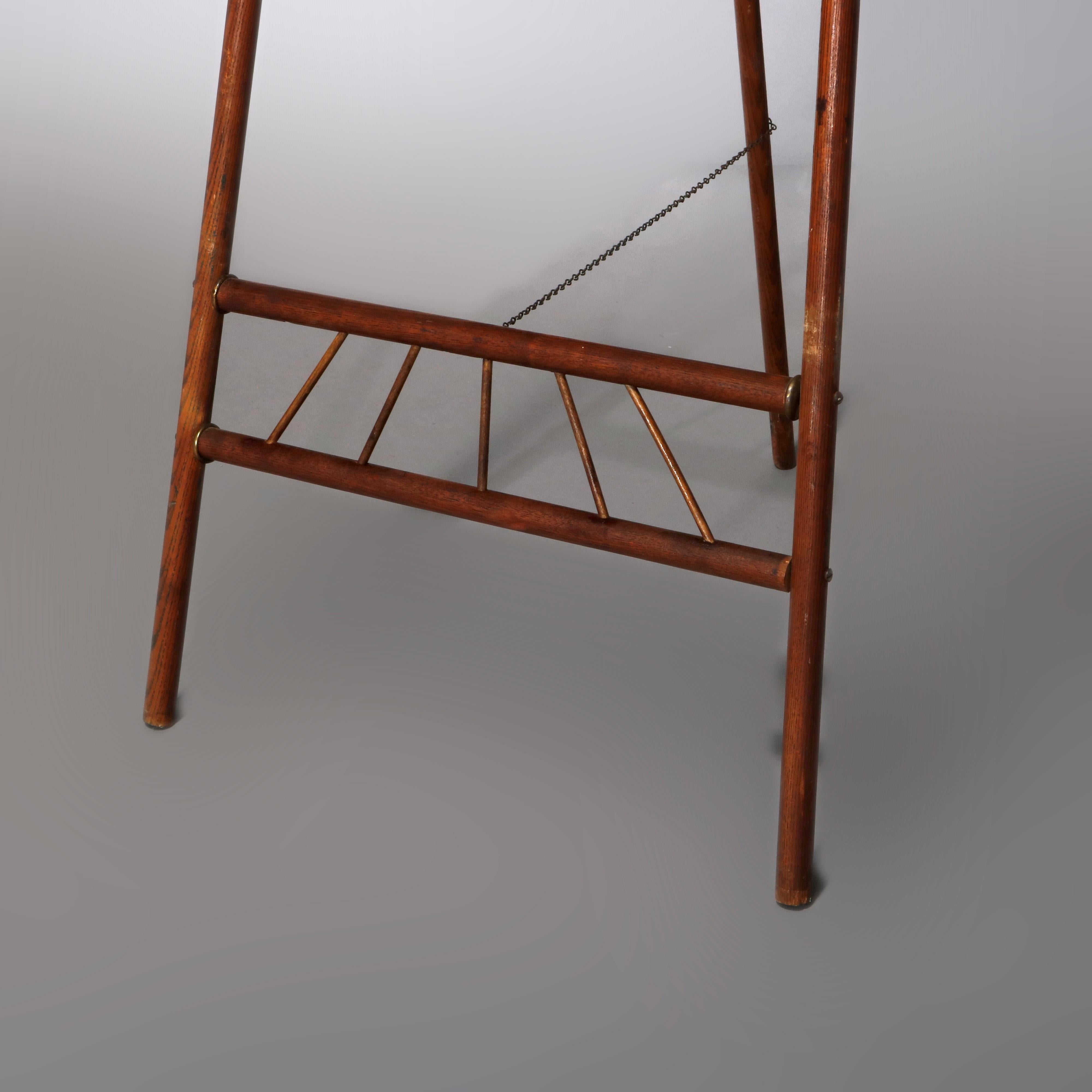 Antique Victorian Oak Stick and Ball Art Display Easel, circa 1900 In Good Condition In Big Flats, NY