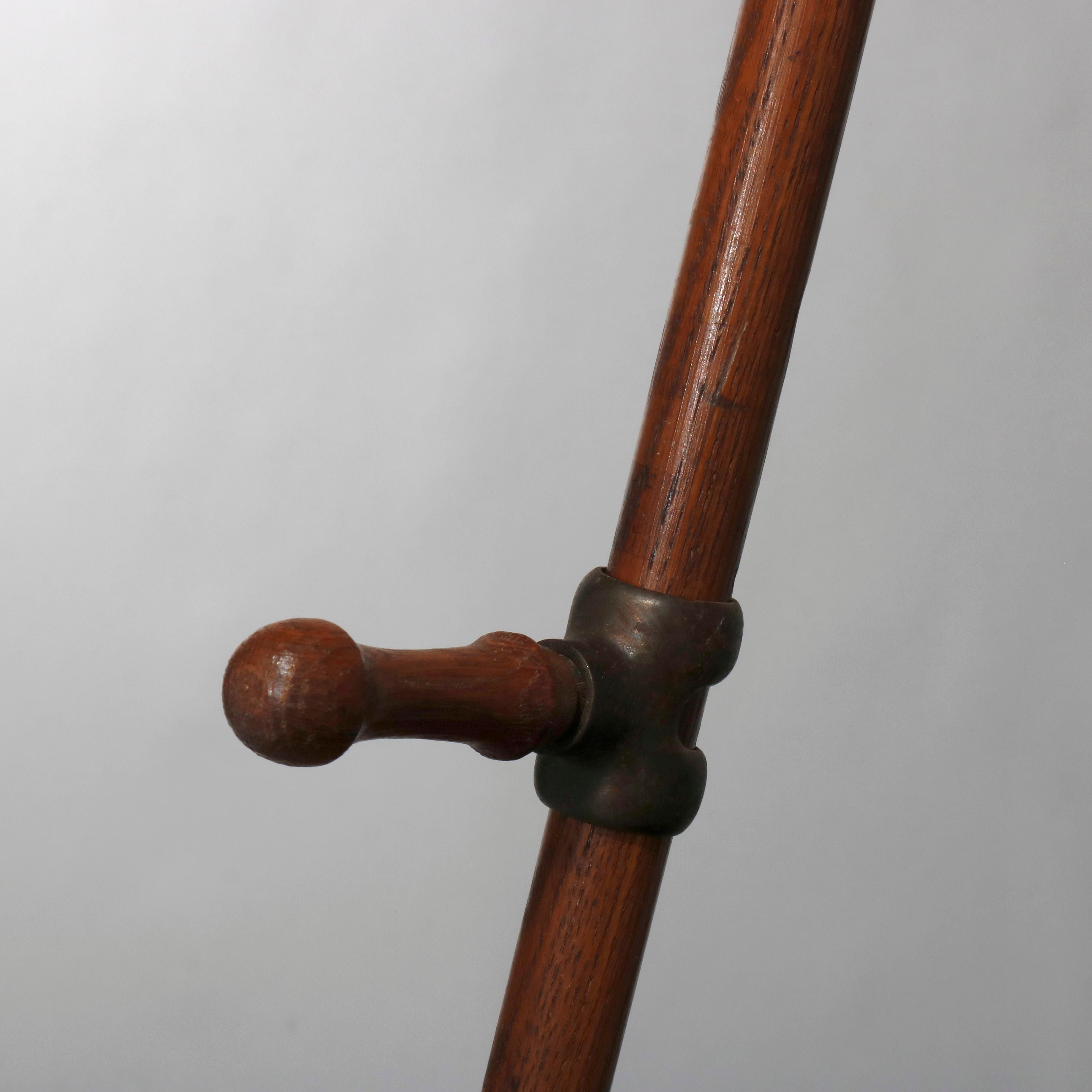 Antique Victorian Oak Stick and Ball Art Display Easel, circa 1900 1