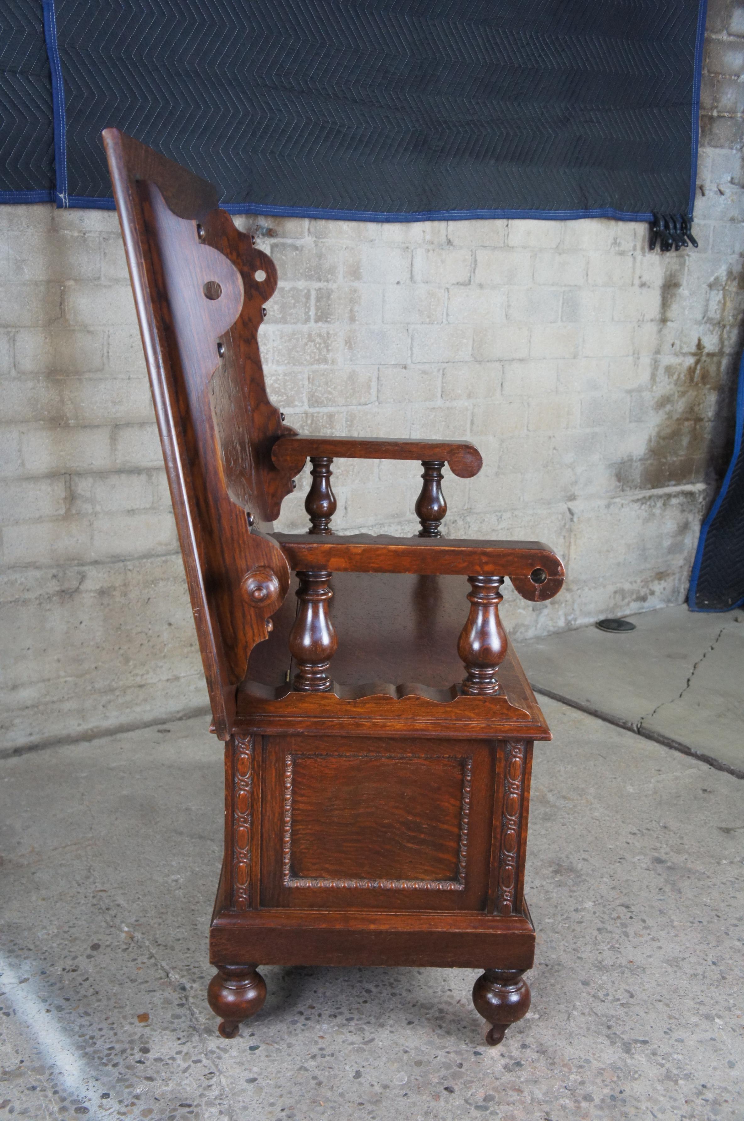 Antique Victorian Oak Library Tavern Monks Bench Tilt Top Hutch Table Settle Pew For Sale 4