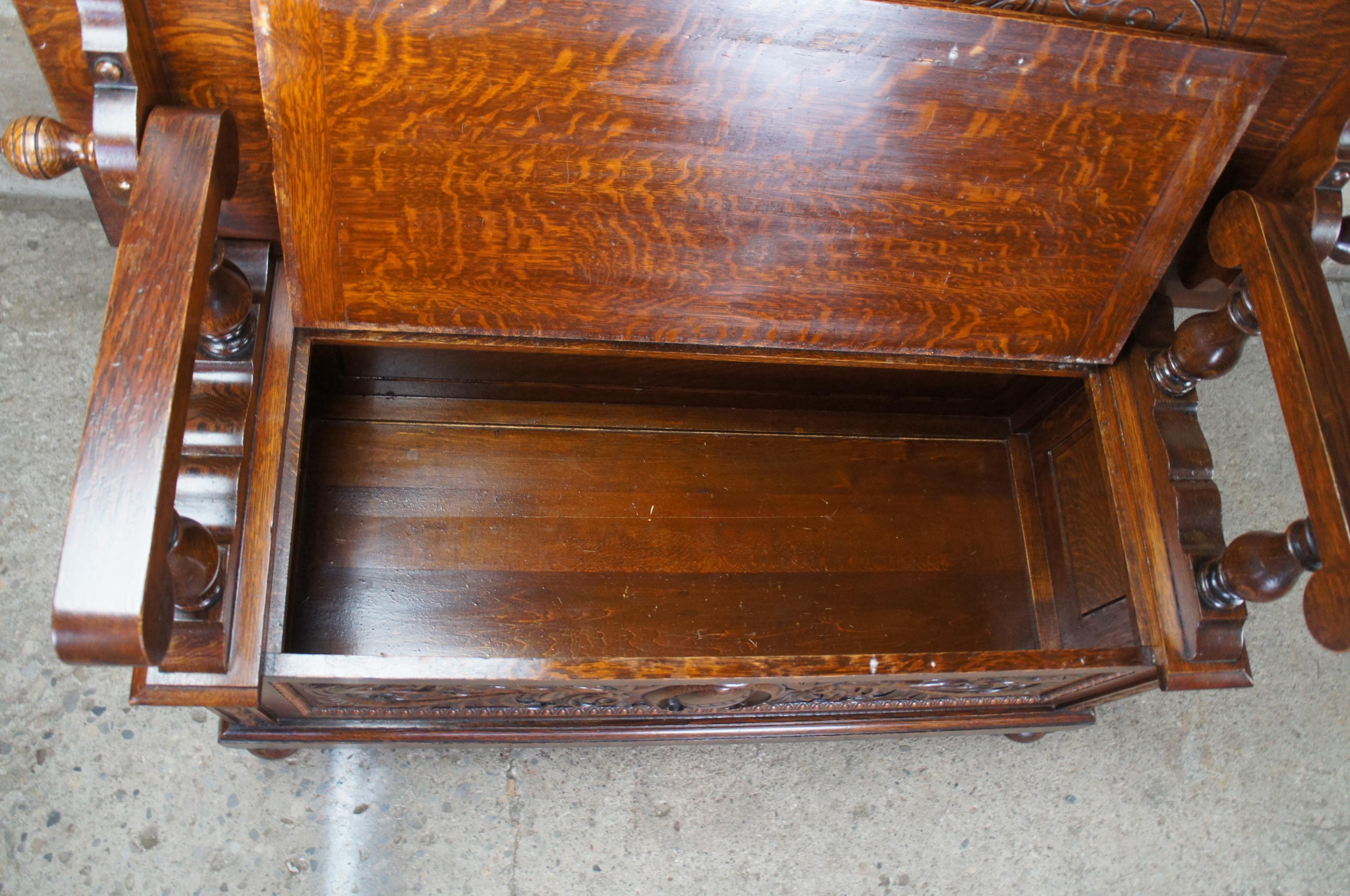 19th Century Antique Victorian Oak Library Tavern Monks Bench Tilt Top Hutch Table Settle Pew For Sale