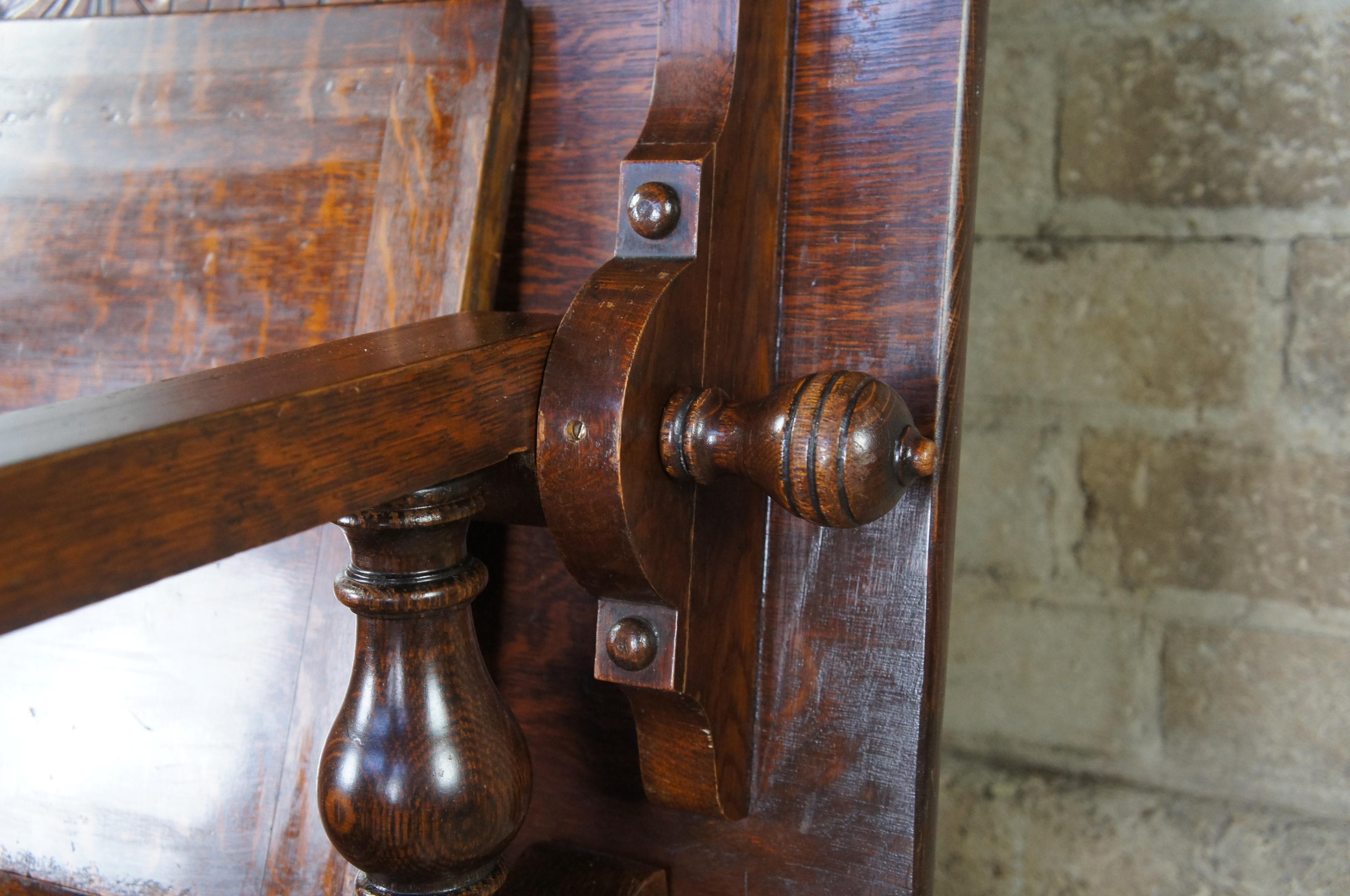 Antique Victorian Oak Tilt Top Hutch Table Library Tavern Bench Storage Chest 1