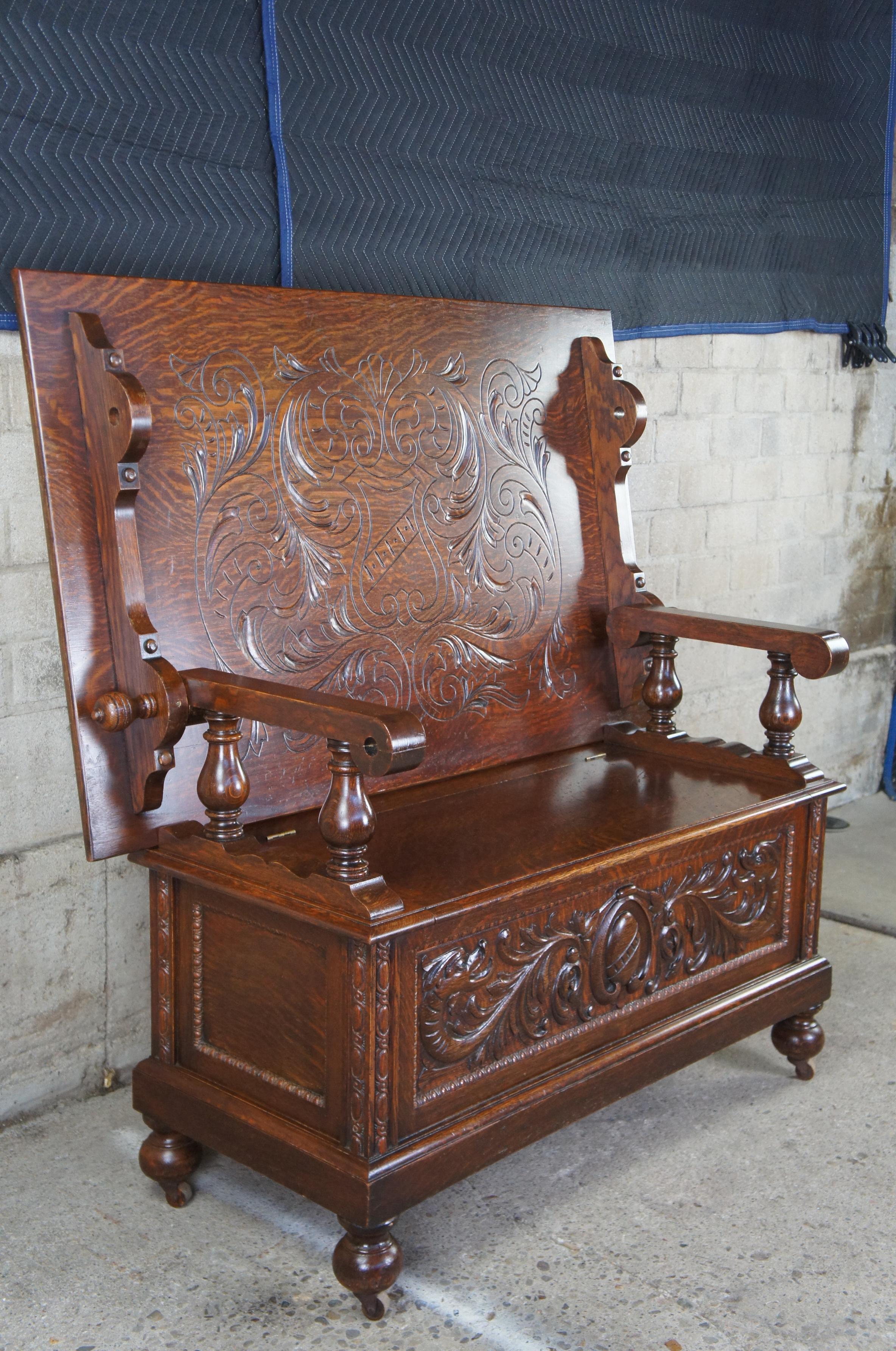 Antique Victorian Oak Library Tavern Monks Bench Tilt Top Hutch Table Settle Pew For Sale 3