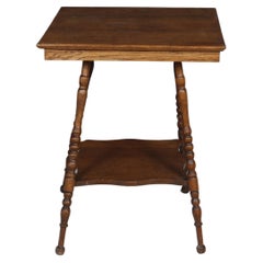Antique Victorian Oak Turned Leg Parlor Table