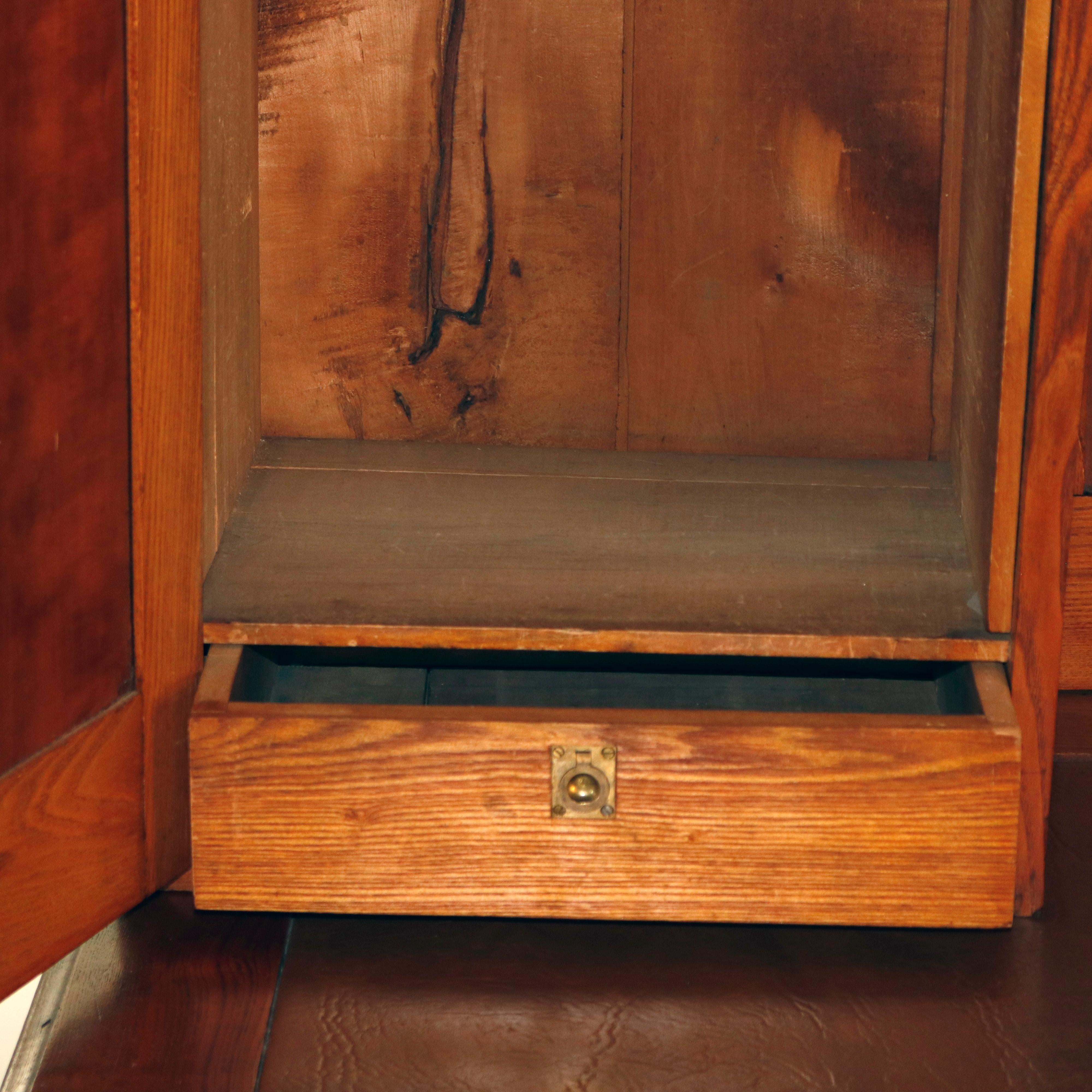 Antique Victorian Oak & Walnut Secretary Desk with Bookcase, circa 1900 5