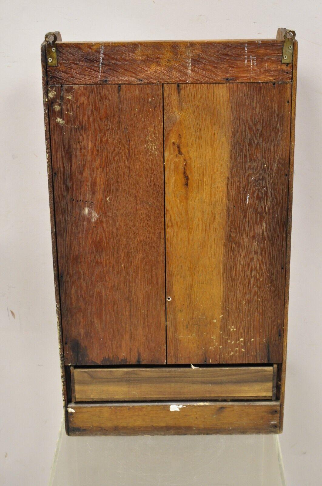 Antique Victorian Oak Wood and Mirror Hanging Bathroom Medicine Cabinet 3