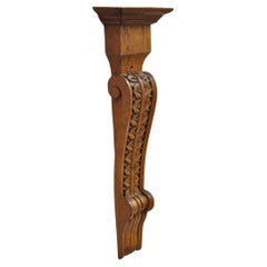 Antique Victorian Oak Wood French Renaissance 34" Tall Carved Corbel Bracket