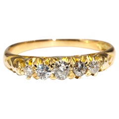 Antique Victorian Old Cut Diamond 18 Carat Yellow Gold Five Stone Eternity Band