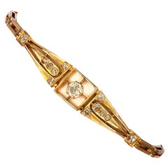 Antique, Victorian, Old Cut Diamond Bracelet in 18 Carat Rose Gold