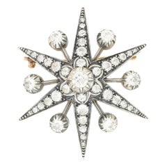 Antique Victorian Old Cut Diamond Convertible Star Brooch / Pendant
