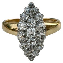 Anello vittoriano Old Mine Cut Diamond 1,5 Carat Navette 18k & 22k