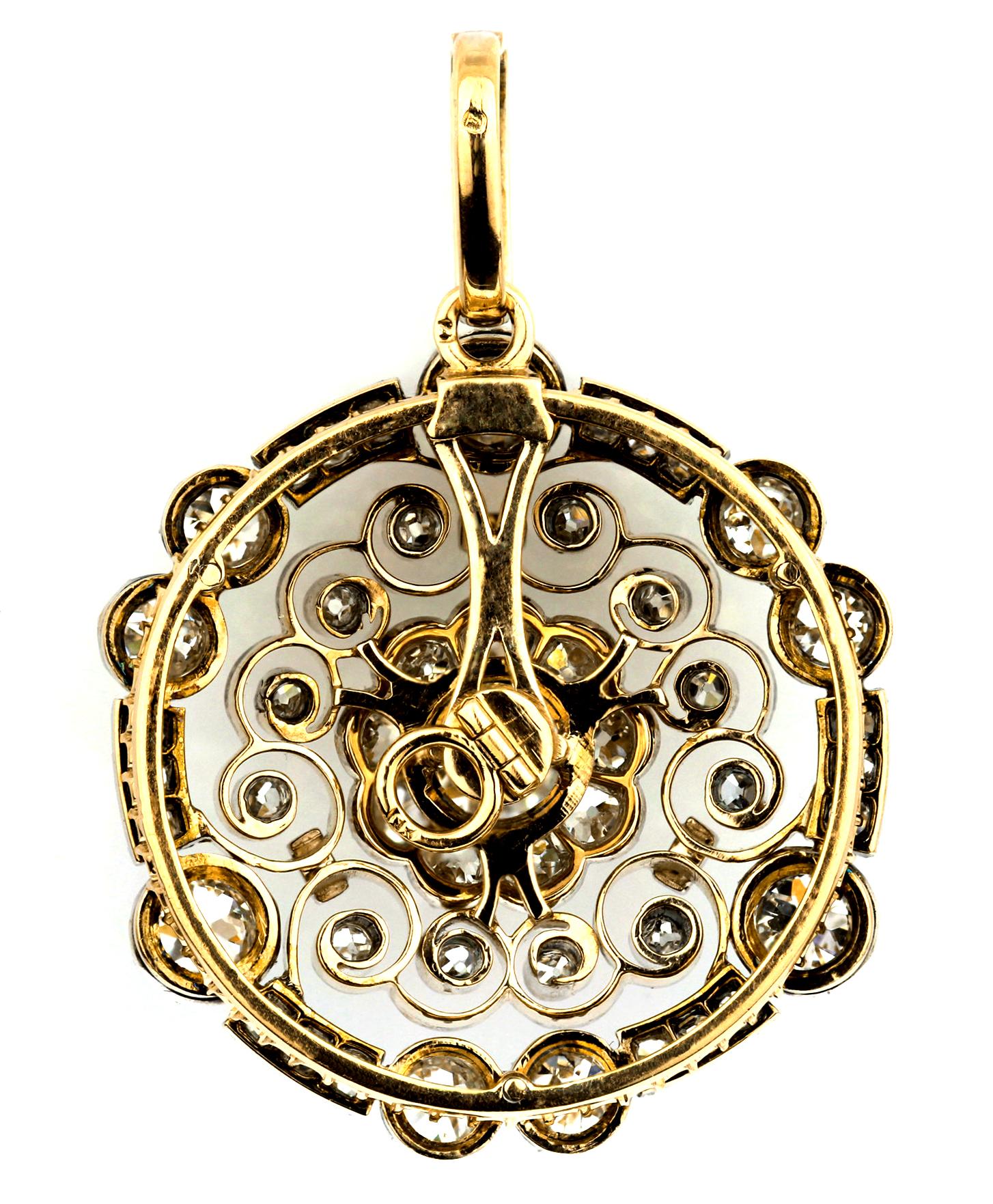 Antique Royal Victorian Old European & Rose Diamond Circular Snowflake Pendant 4