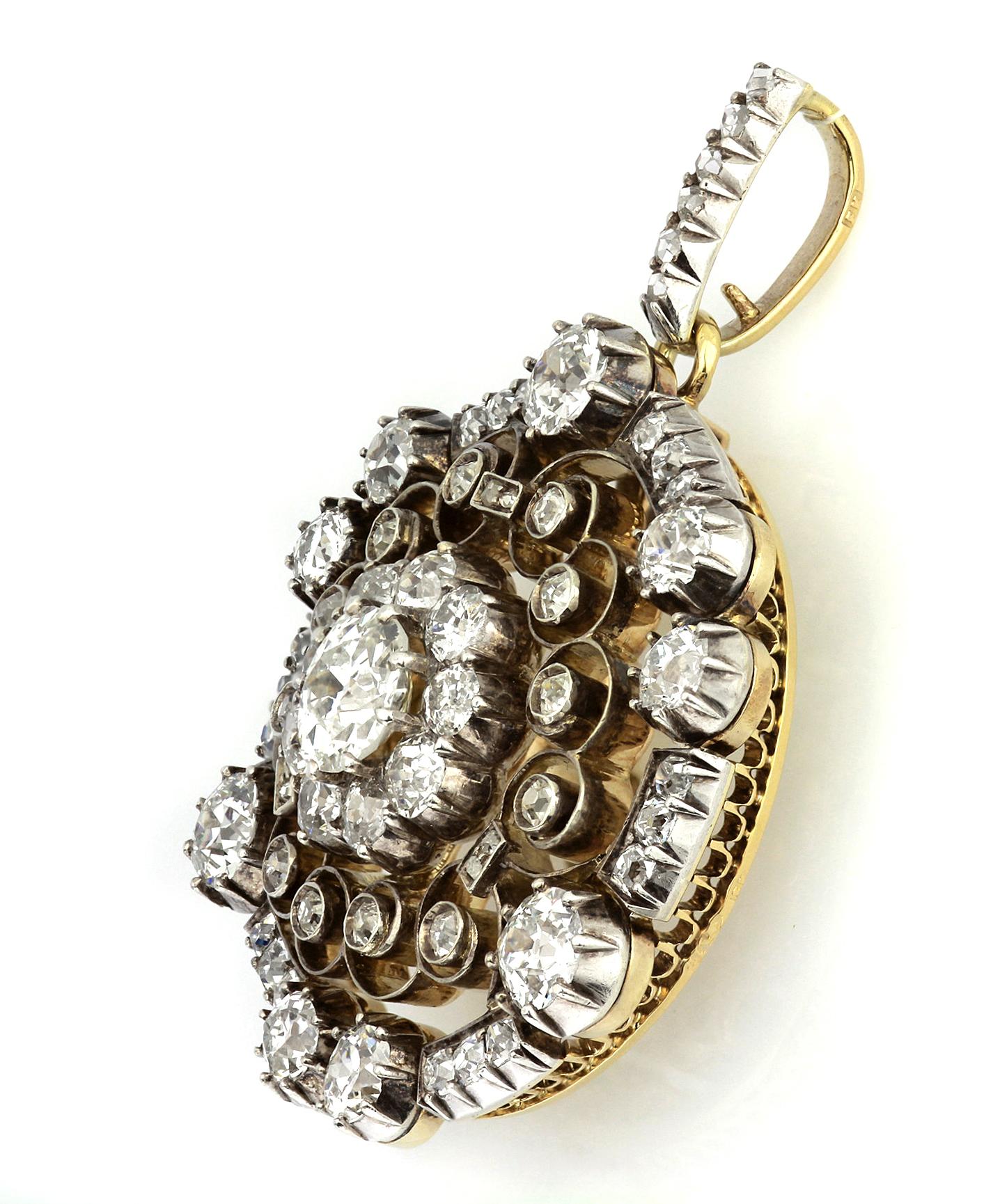 Antique Royal Victorian Old European & Rose Diamond Circular Snowflake Pendant 3