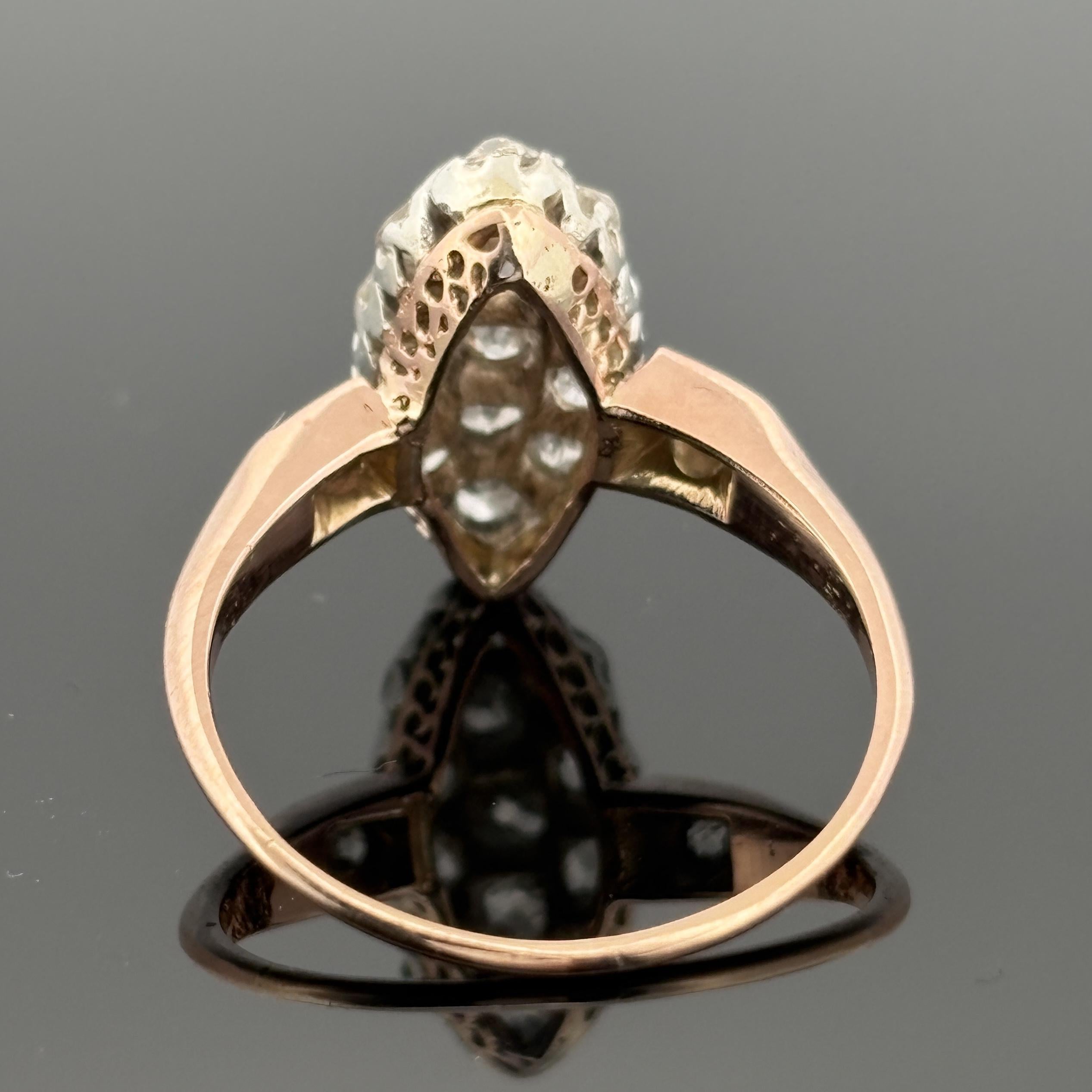 Donna Antico anello vittoriano Old Mine Cut Cluster 18k ~1.60ctw in vendita