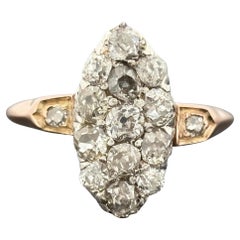 Antique Victorian Old Mine Cut Cluster Ring 18k ~1.60ctw