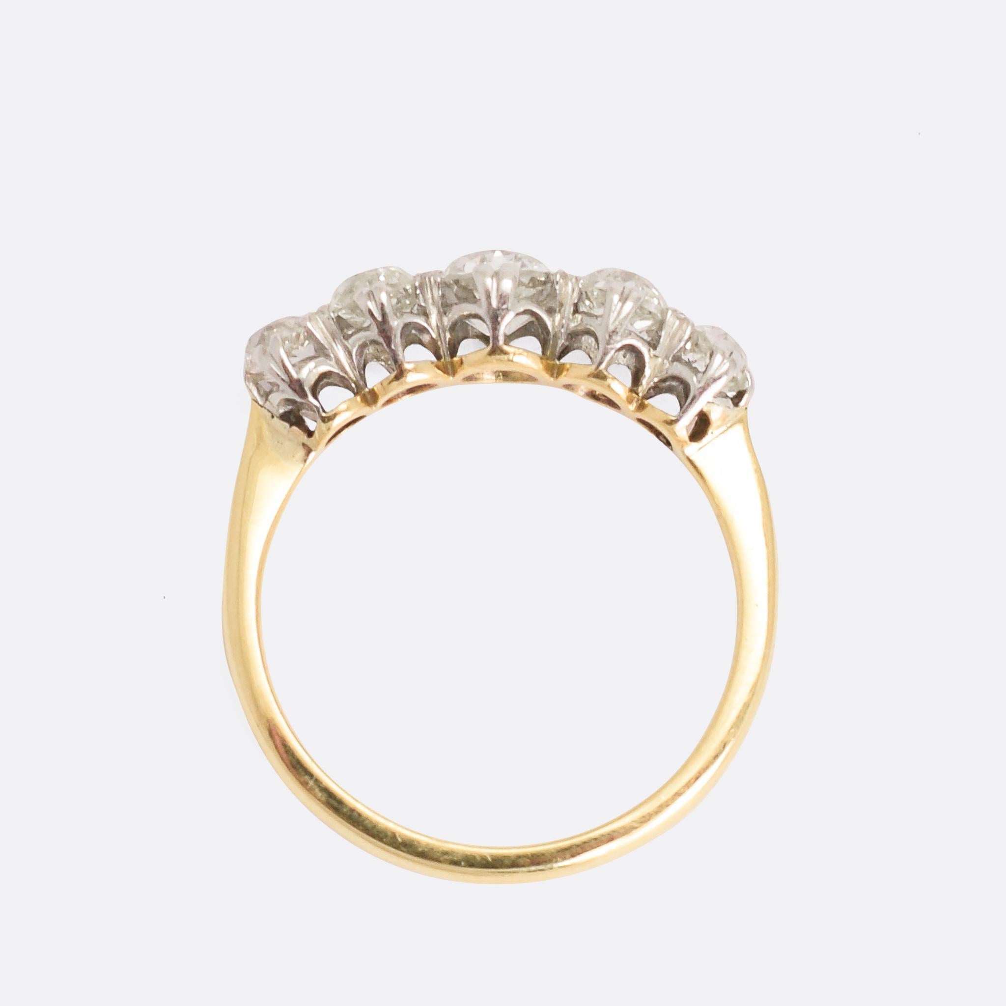 Women's Antique Victorian Old Mine Cut Diamond 5-Stone Ring