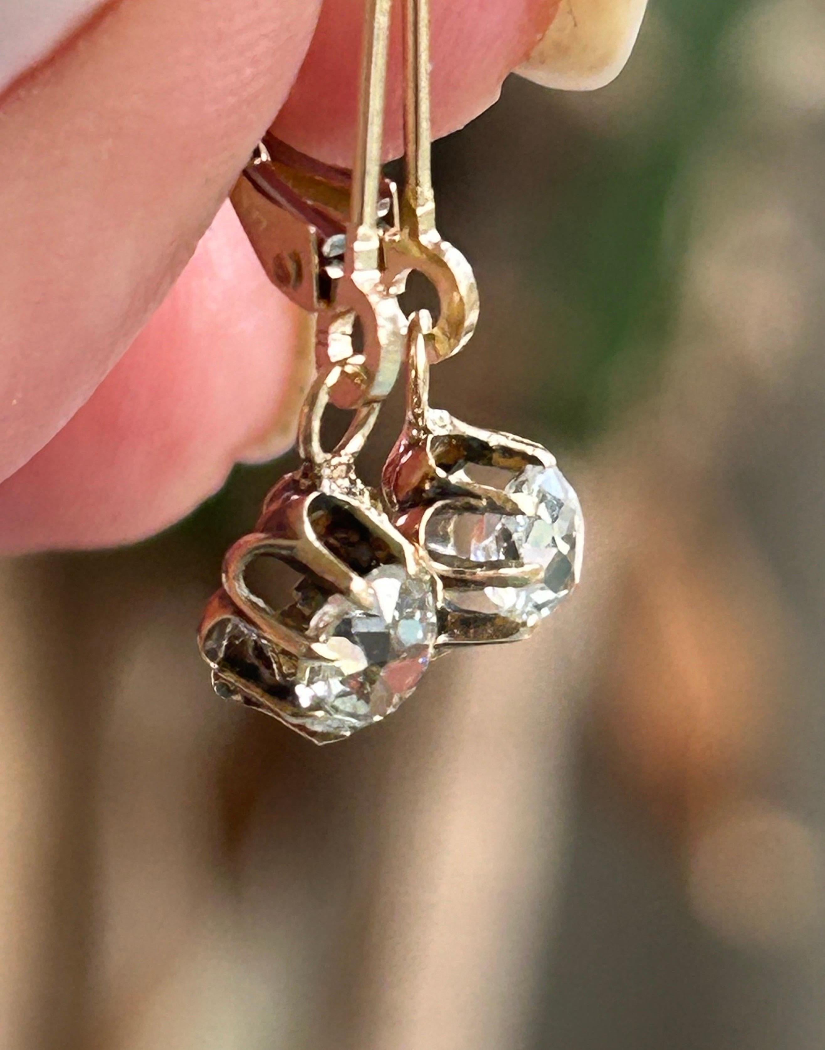 Women's Antique Victorian Old Mine Cut Diamond Dangle Earrings