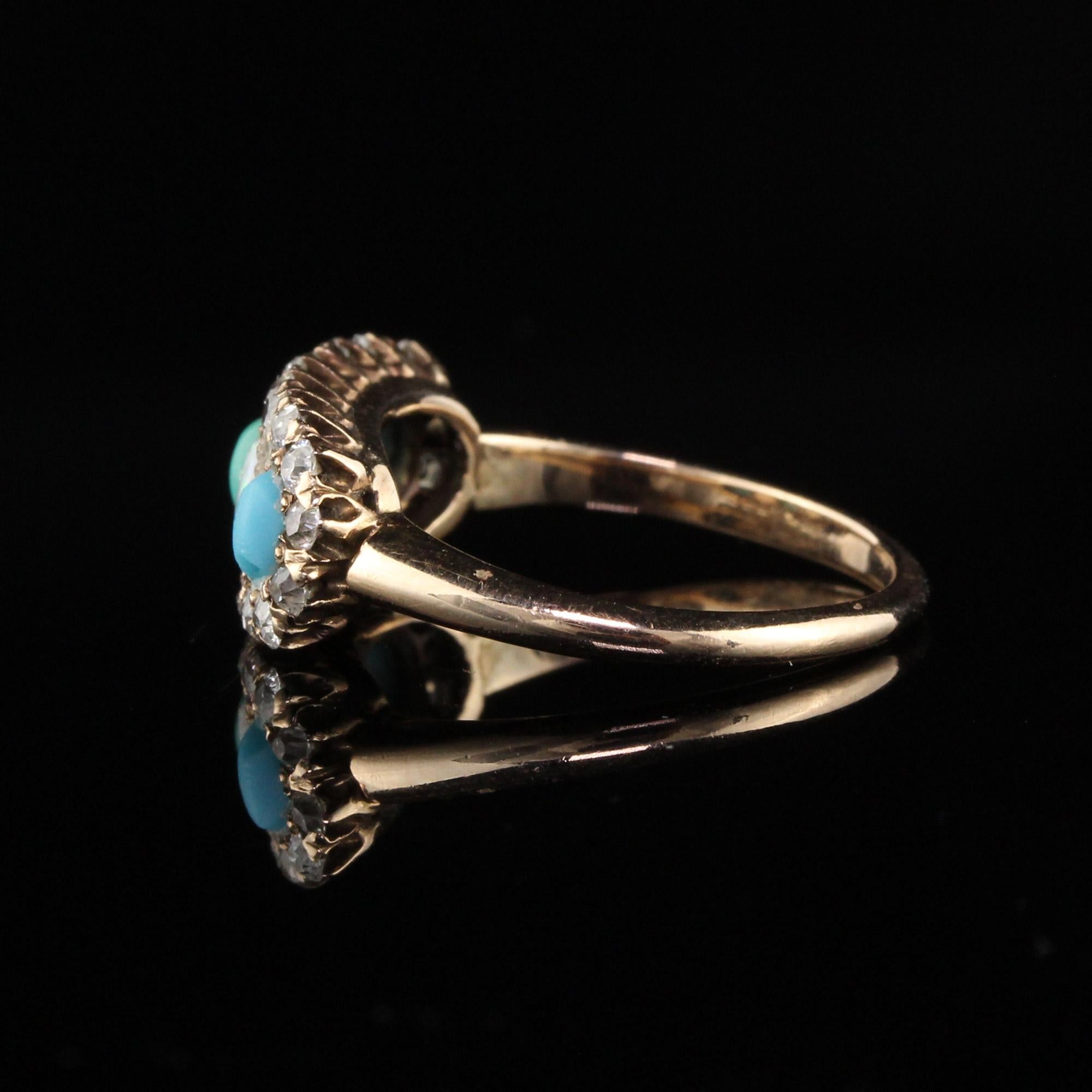Old European Cut Antique Victorian Old Mine Cut Diamond, Opal, and Turquoise Ring