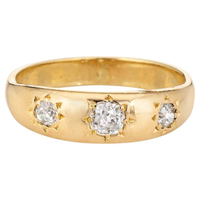 Gypsy Style Rings Antique Gypsy Ring with Three Diamonds at 1stDibs