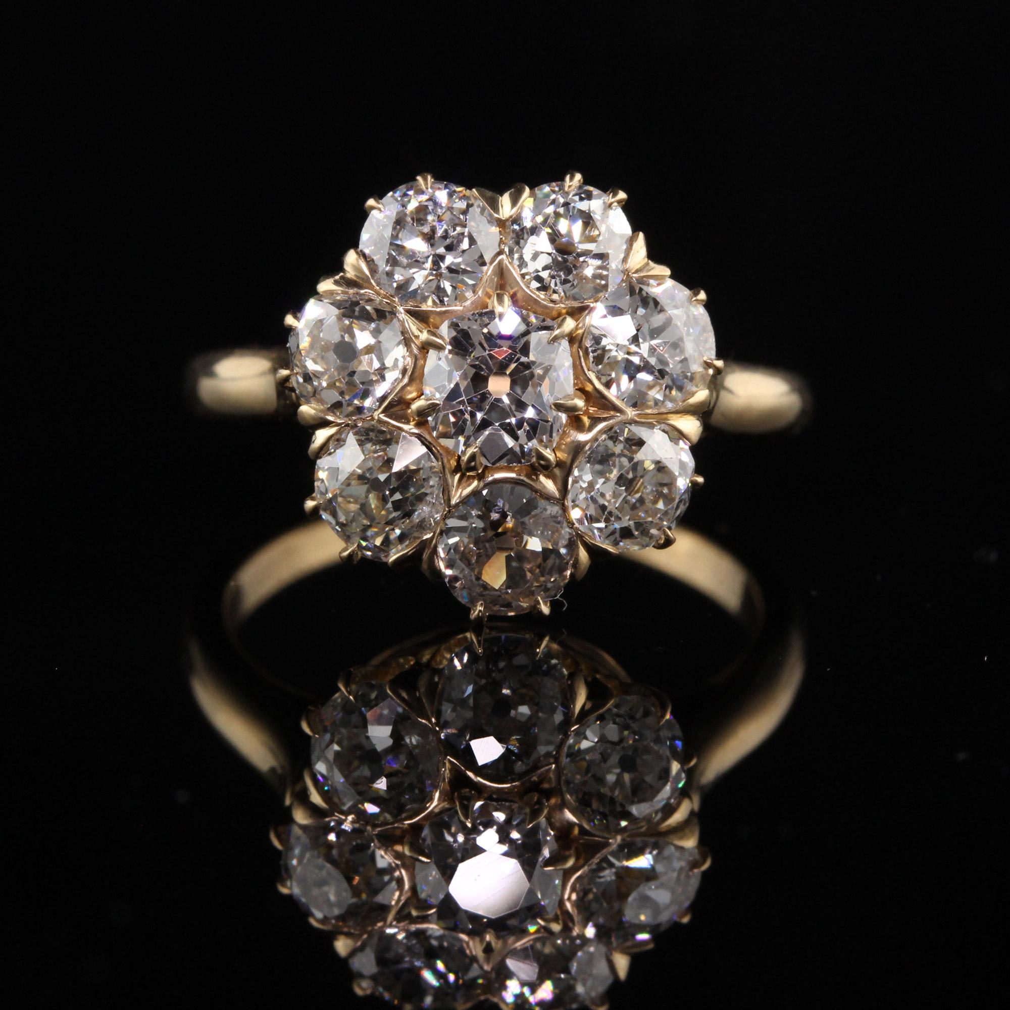victorian split shank diamond cluster engagement ring