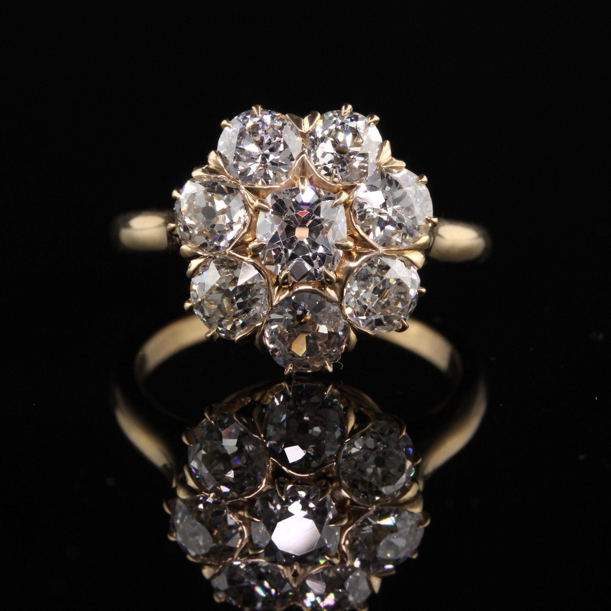 Antiker viktorianischer Verlobungsring mit rosa Fancy-Diamant-Cluster aus alten Minen, GIA (Alteuropäischer Brillantschliff)