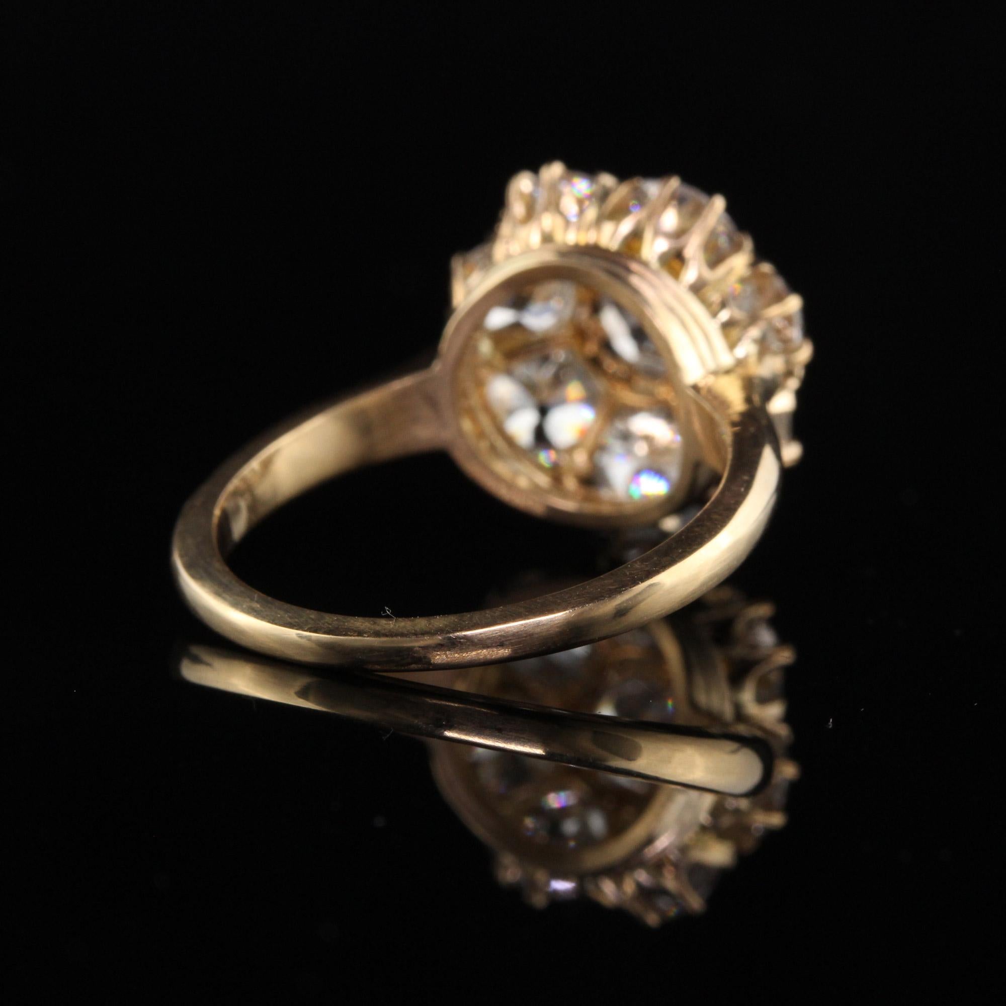 Antiker viktorianischer Verlobungsring mit rosa Fancy-Diamant-Cluster aus alten Minen, GIA im Zustand „Gut“ in Great Neck, NY