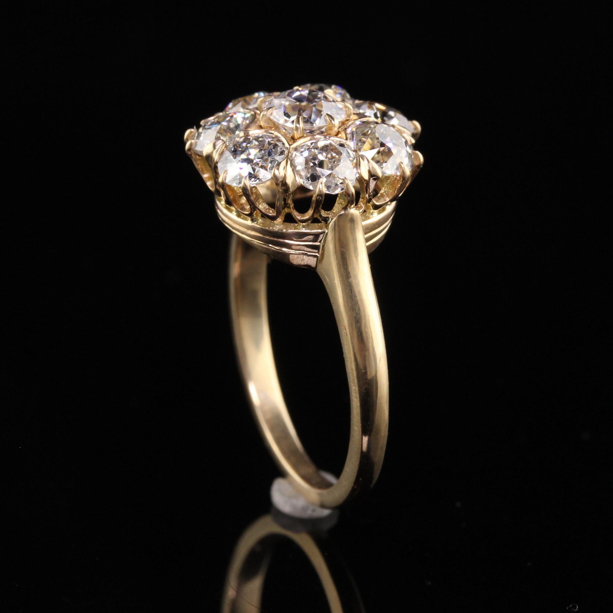Antiker viktorianischer Verlobungsring mit rosa Fancy-Diamant-Cluster aus alten Minen, GIA Damen
