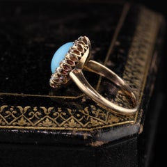 Antique Victorian Old Miner Cut Diamonds and Turquoise Ring