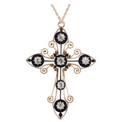 Antique Victorian One of a Kind Diamond Cross Pendant 3.08 Carat 14 Karat