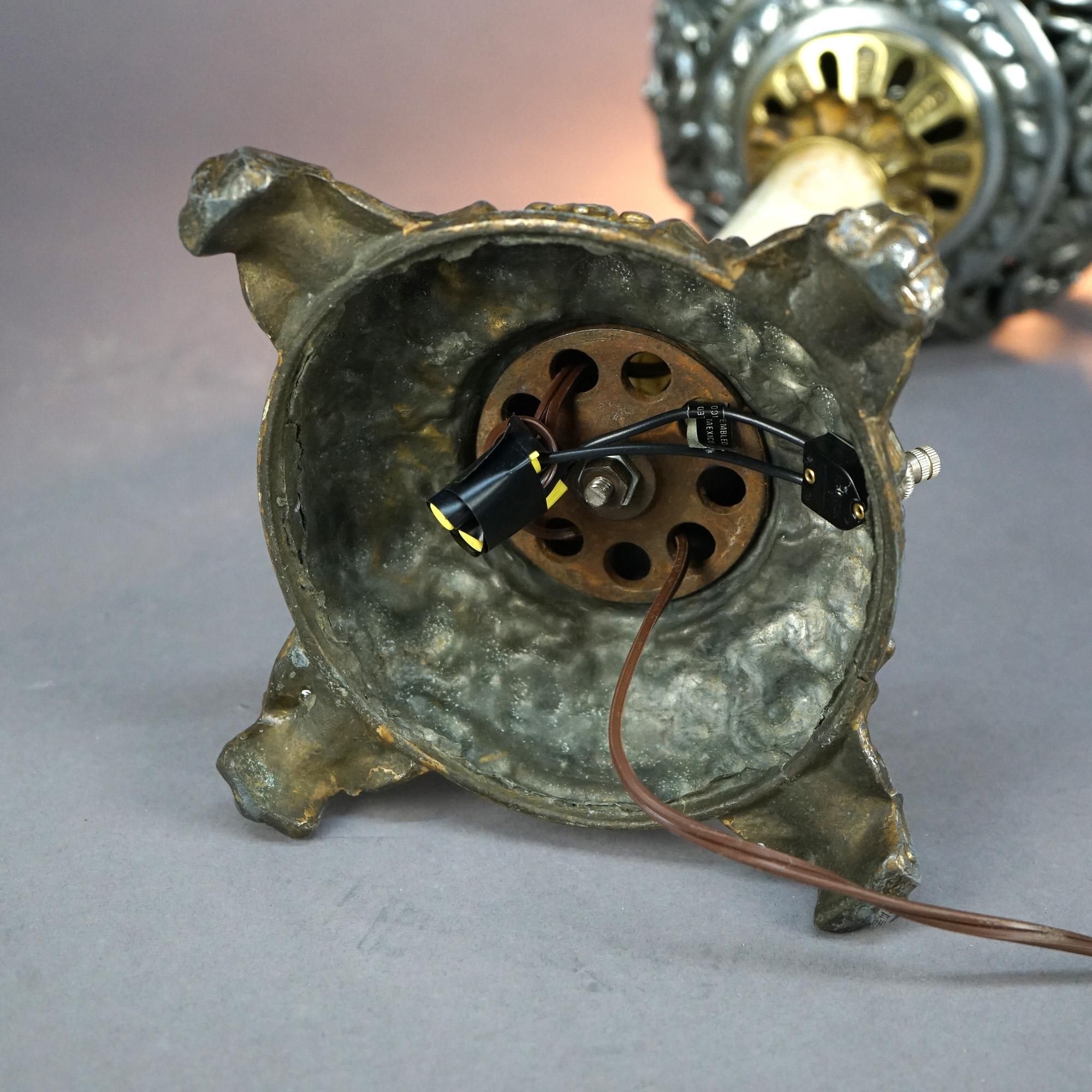 Antique Victorian Onyx, Gilt & Silvered Metal Figural Cherub Parlor Lamp C1890 For Sale 8