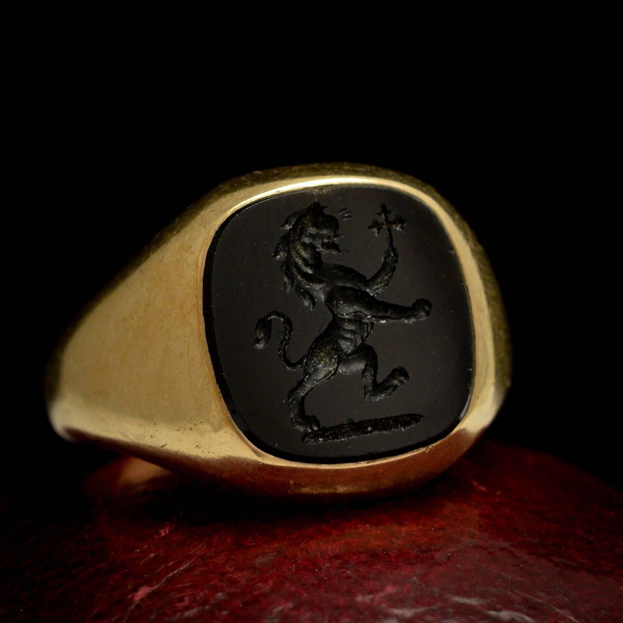 Antique Victorian Onyx Heraldic 