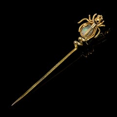Antique Victorian Opal 15 Carat Gold Boxed circa 1900 Spider Pin