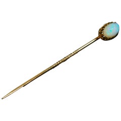 Antike viktorianische Opal & 18K Gelbgold Stick Pin - Vereinigtes Königreich - ca. 1910