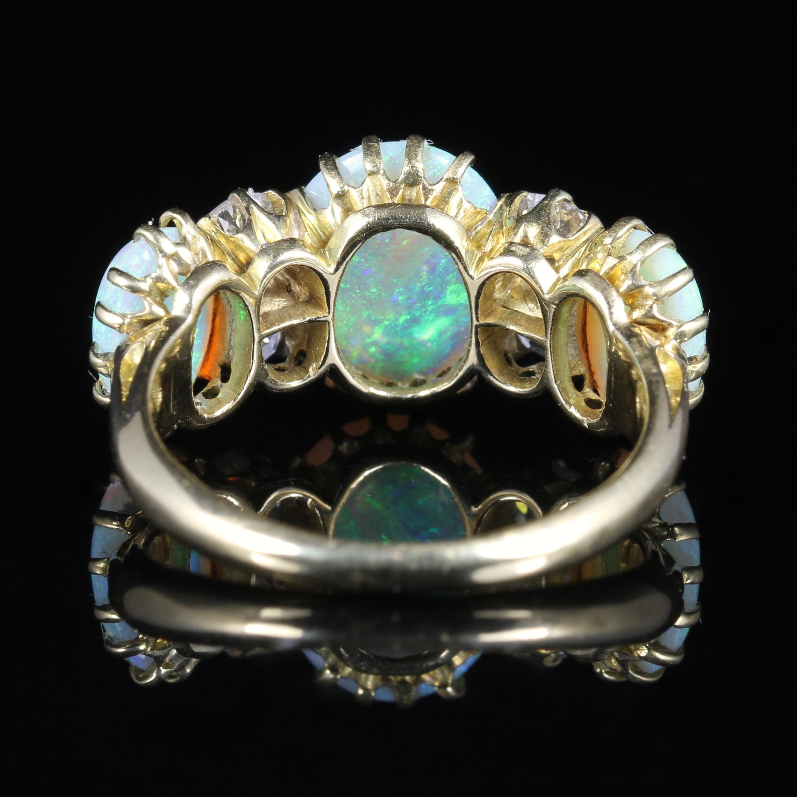 Antique Victorian Opal and Diamond Ring 18 Carat Gold, circa 1880 In Excellent Condition In Lancaster, Lancashire