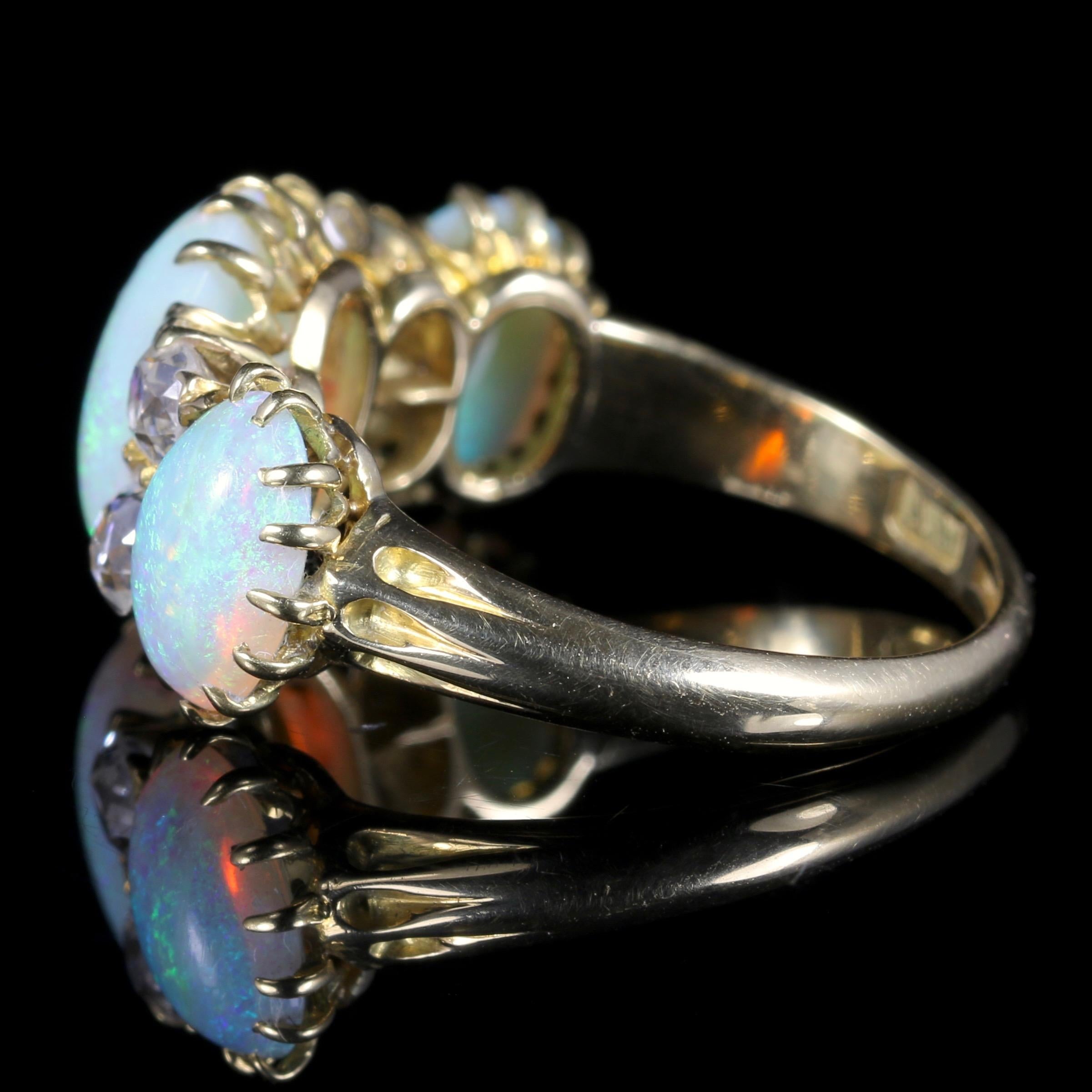 Antique Victorian Opal and Diamond Ring 18 Carat Gold, circa 1880 1