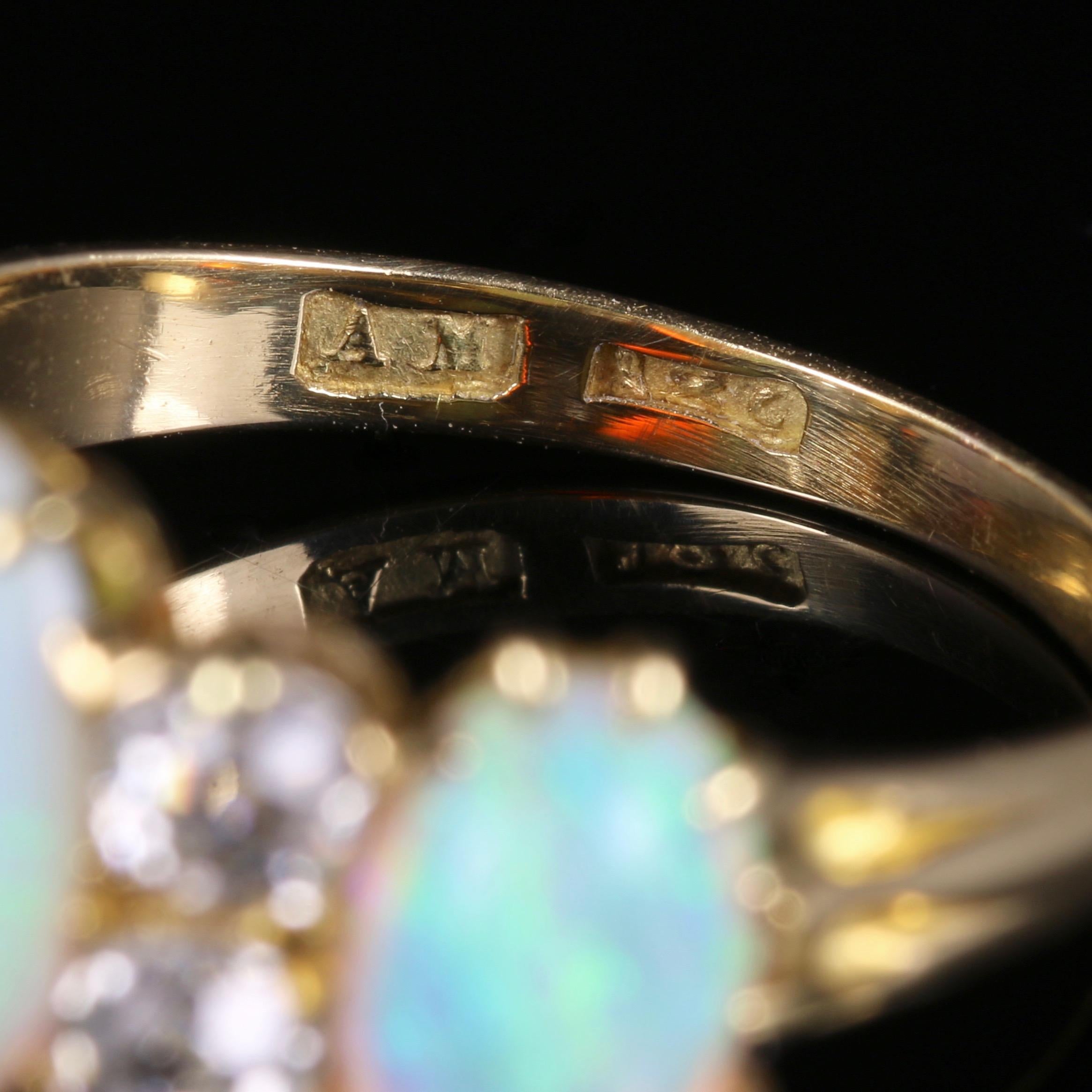 Antique Victorian Opal and Diamond Ring 18 Carat Gold, circa 1880 2