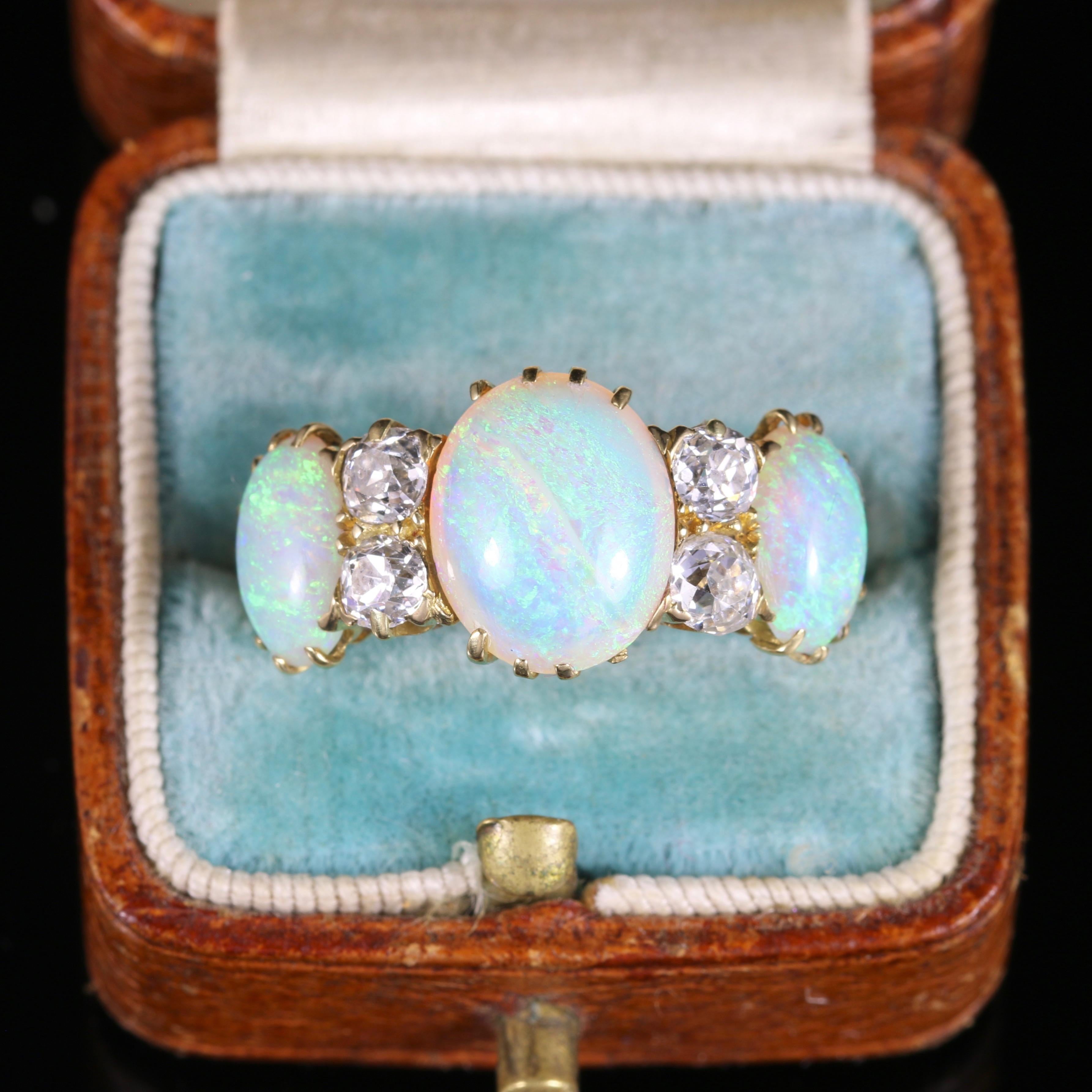 Antique Victorian Opal and Diamond Ring 18 Carat Gold, circa 1880 3