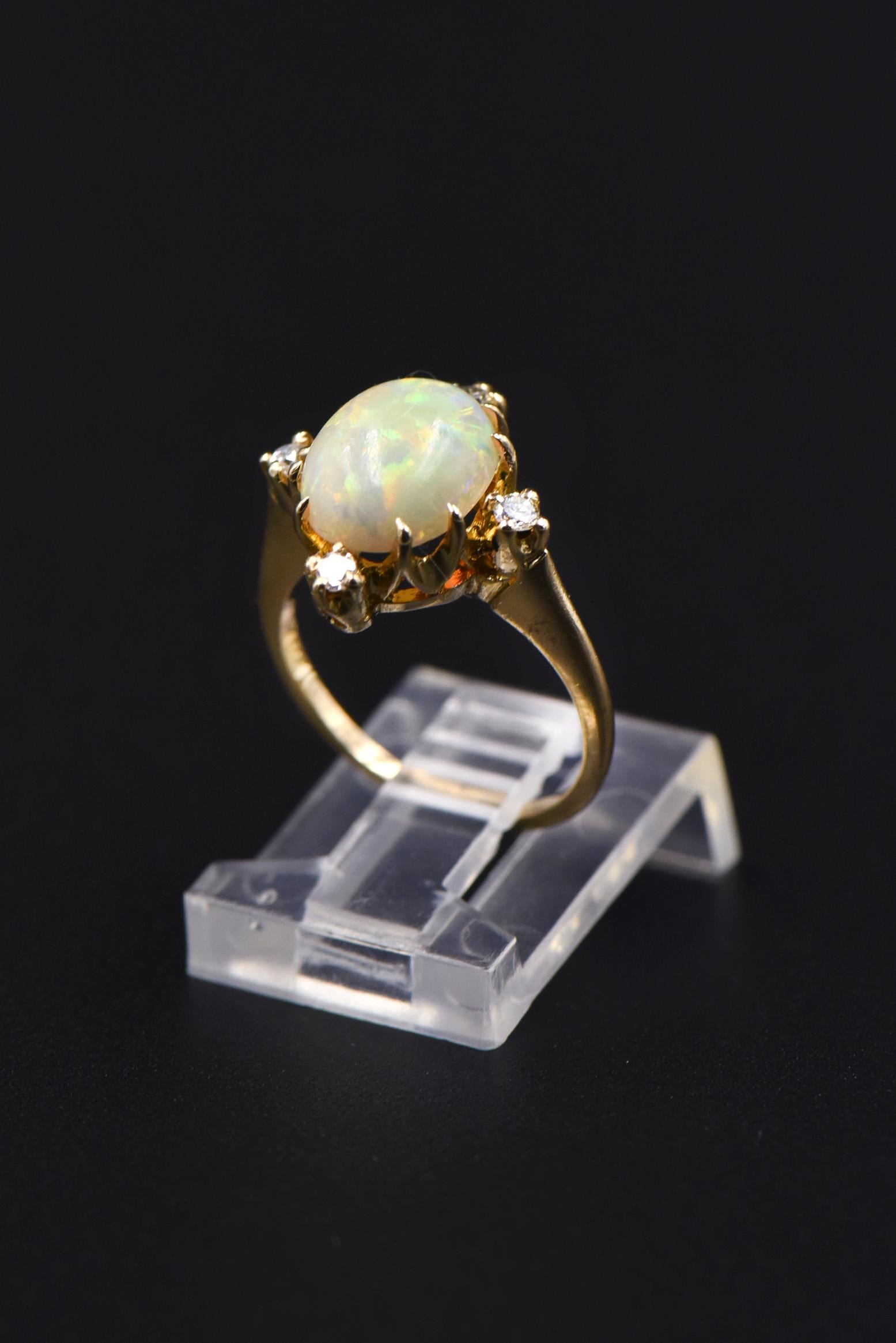 Antique Victorian Opal and Diamond Yellow Gold Ring 3