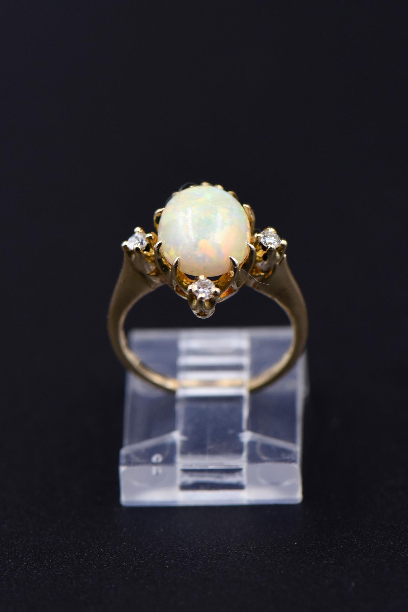 Antique Victorian Opal and Diamond Yellow Gold Ring 4