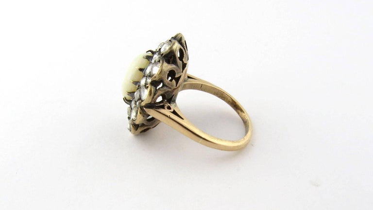 Antique Victorian Opal and Rose Cut Diamond 14 Karat Yellow Gold Ring ...