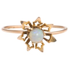 Antique Victorian Opal Conversion Ring Flower 10 Karat Yellow Gold Vintage