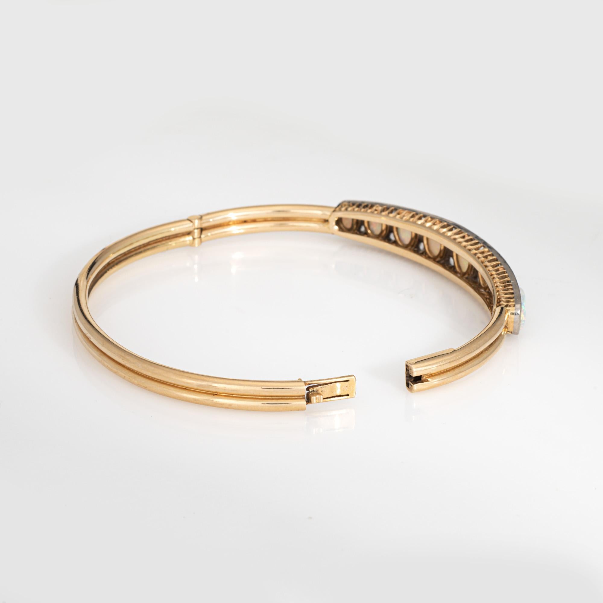 Bracciale antico vittoriano con diamanti e opale in oro giallo 14k Gioielli di pregio In condizioni buone in vendita a Torrance, CA