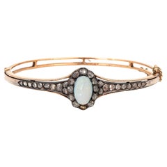 Antiker viktorianischer Opal-Diamant-Armreif 14k Gelbgold feiner Schmuck