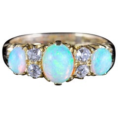 Antique Victorian Opal Diamond Ring 18 Carat Gold, circa 1880