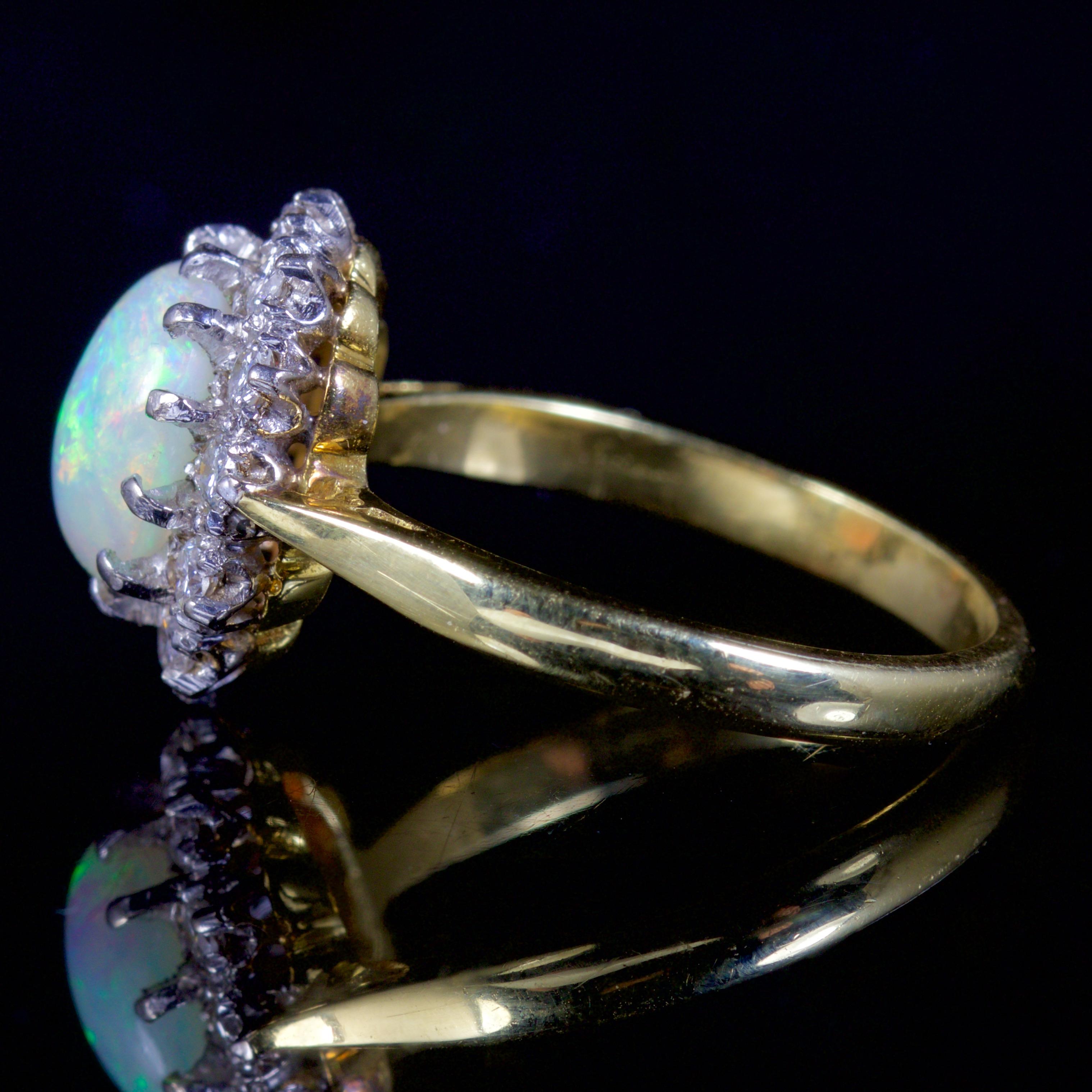 Antique Victorian Opal Diamond Ring 18 Carat Gold, circa 1900 In Excellent Condition In Lancaster, Lancashire
