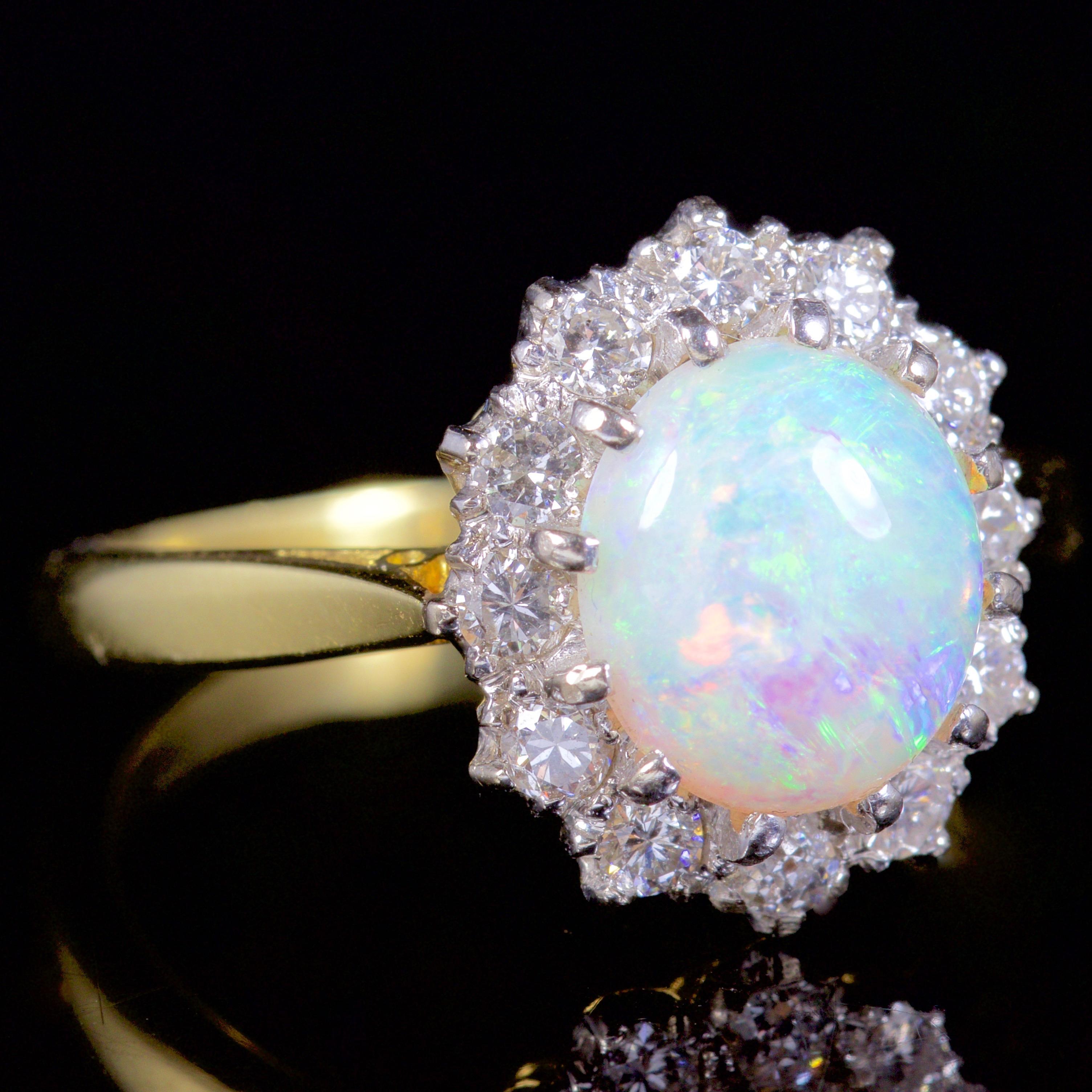 Antique Victorian Opal Diamond Ring 18 Carat Gold, circa 1900 1