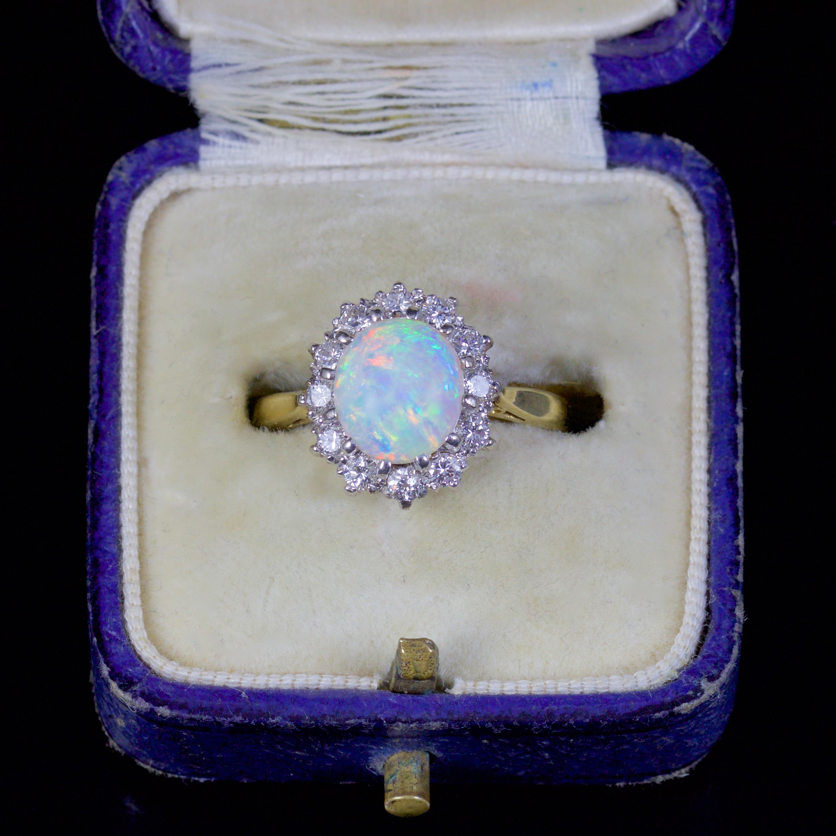 Antique Victorian Opal Diamond Ring 18 Carat Gold, circa 1900 3