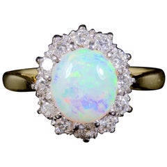Antique Victorian Opal Diamond Ring 18 Carat Gold, circa 1900