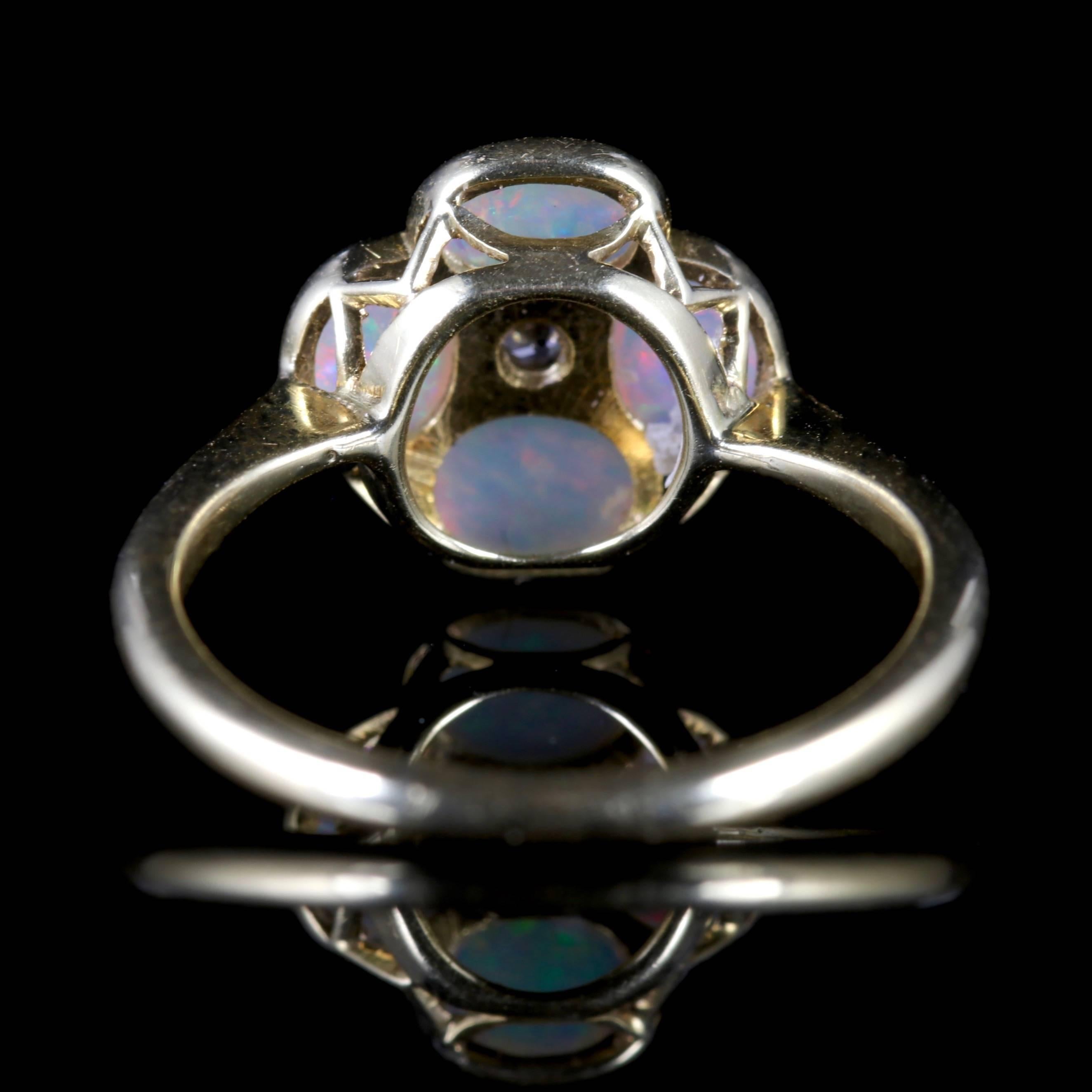 Antique Victorian Opal Diamond Ring 18 Carat Platinum, circa 1880 In Excellent Condition In Lancaster, Lancashire