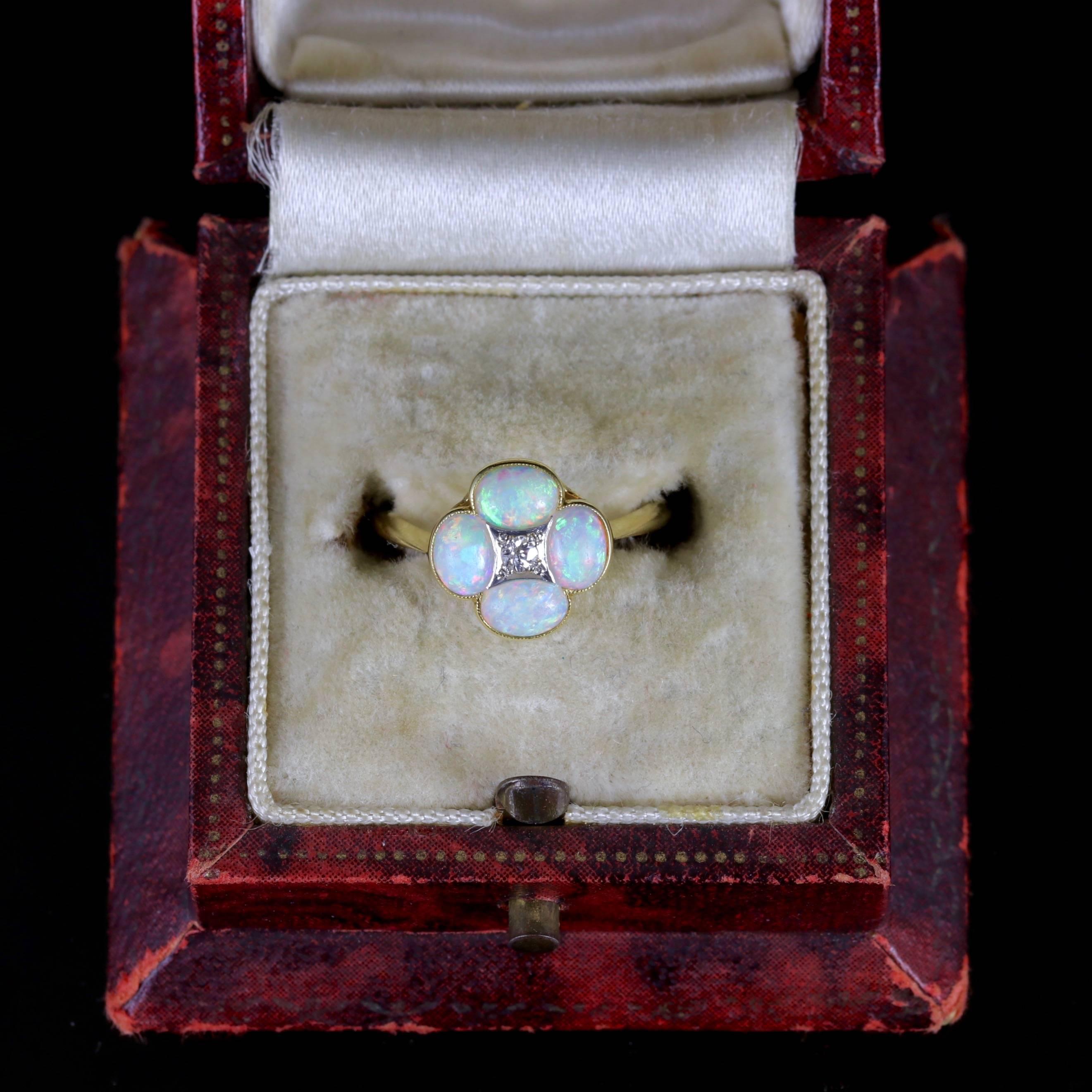 Antique Victorian Opal Diamond Ring 18 Carat Platinum, circa 1880 2
