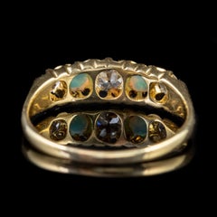 Antique Victorian Opal Diamond Ring 18 Carat Gold, circa 1900